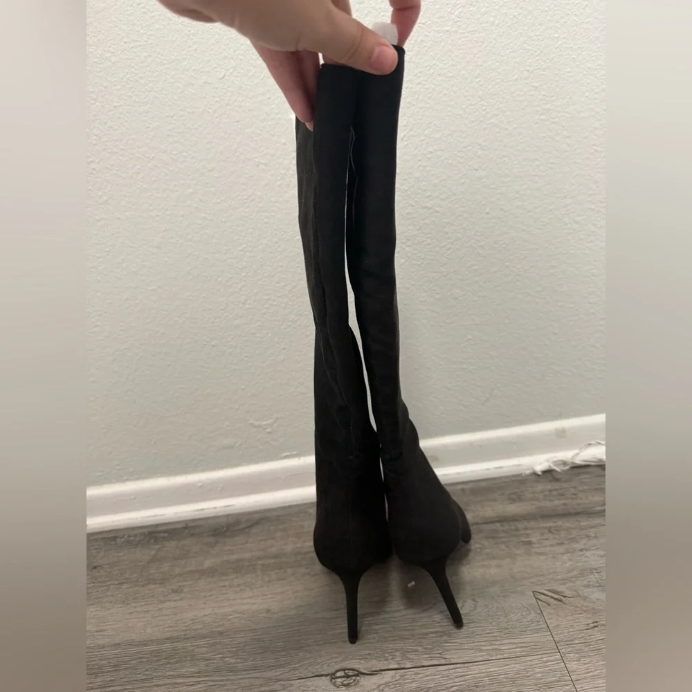 INC International Concepts Black Suede Knee High Boots Size 7